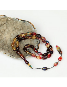 Alacalı Sıkma Kehribar Tesbih (7×11 mm)