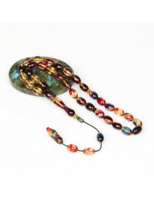Alacalı Sıkma Kehribar Tesbih (7×11 mm)