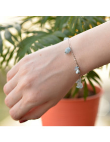 Aquamarine Stone Bracelet – With Tarnish Resistant Chain