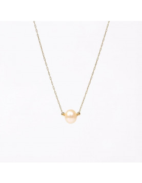 Natural Pearl Necklace with Steel Chain – 8 mm (Gold Color Detail)