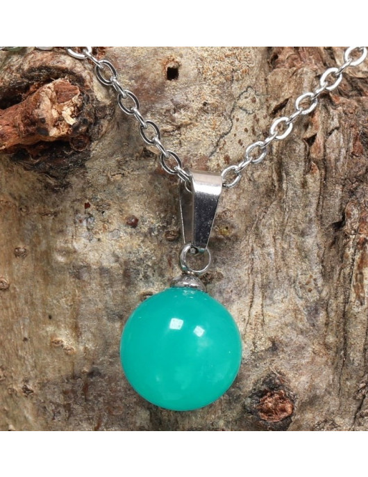 Collar de Acero con Piedra Amazonita - 10 mm