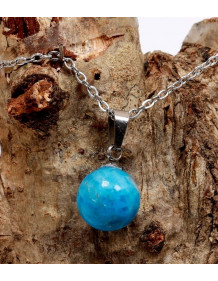 Apatite Stone Steel Necklace - 10 mm