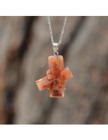Aragonite Stone Steel Pendant
