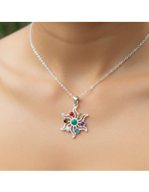 Chakra Sun Steel Necklace – Natural Stone Energy and Stylish Design Together