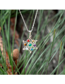 Chakra Sun Steel Necklace – Natural Stone Energy and Stylish Design Together