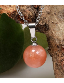 Sun Stone Steel Necklace - 10 mm