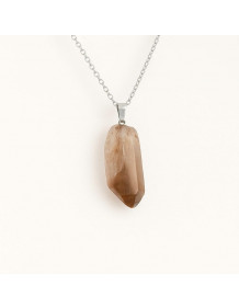 Raw Smoky Quartz Necklace – Natural Stone / Steel Chain