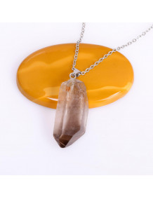 Raw Smoky Quartz Necklace – Natural Stone / Steel Chain