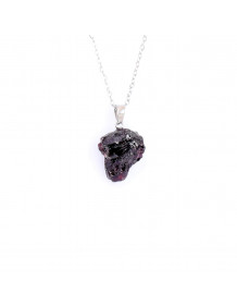 Raw Garnet Necklace – Natural and Unprocessed – Steel Chain