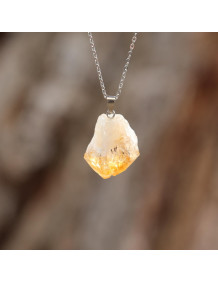 Raw Citrine Stone Steel Necklace – Money Stone