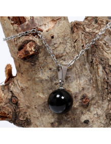 Onyx Stone Steel Necklace - 10 mm