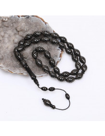 Silver Embroidered Kuka Prayer Beads 8*12 mm - Çeşmi Bülbül Model