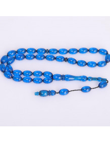 Blue Color Pressed Amber Rosary 7*11 mm