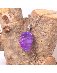 Purple Agate Stone Leaf Necklace