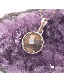 Pyrite Stone Silver Necklace - Dolunay Model