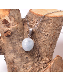 Shapeless Aquamarine Stone Necklace - Steel Material (Tarnishproof)