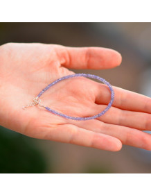 Tanzanite Stone Silver Bracelet - 3 mm