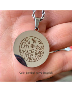 Çelik Sembol Kolye Yuvarlak