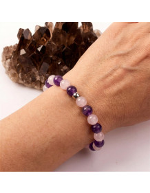 Amethyst - Pink Quartz Stone Bracelet - 8 mm