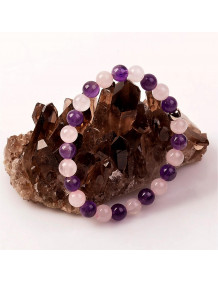 Amethyst - Pink Quartz Stone Bracelet - 8 mm