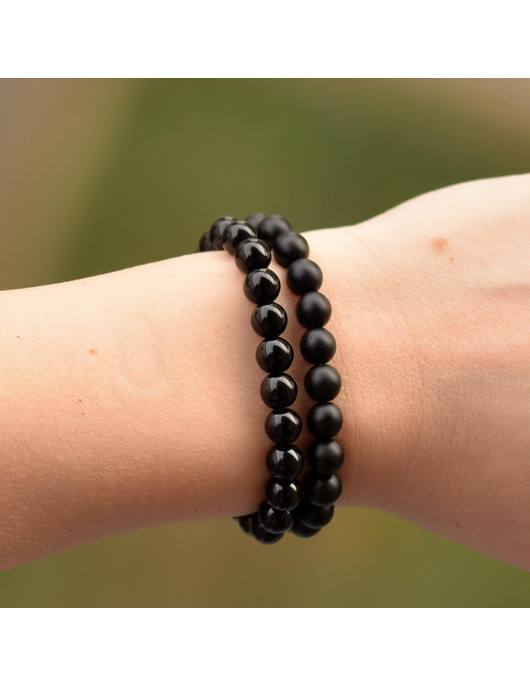 Two Obsidian Stone Bracelet - 8 mm