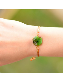Chrysoprase Stone Cord Bracelet - Adjustable