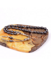 Barley Cut Hematite Stone Rosary (6*9 mm)