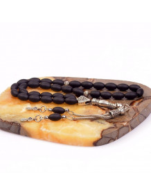 Barley Cut Matte Obsidian Stone Rosary (6*9 mm)