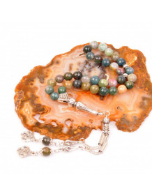 Indian Agate Stone Prayer Beads (8 mm) - Facet Cut
