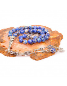 Blue Variegated Jade Stone Rosary (8 mm)
