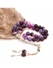 Purple Color Matte Agate Stone Prayer Beads - 8 mm