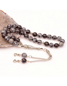 Obsidian Stone Prayer Beads - 8 mm / Snowflake Obsidian