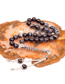Black Moire Agate Stone Prayer Beads (8 mm)