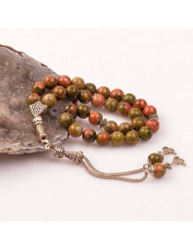 Unakite Stone Prayer Beads - 8 mm