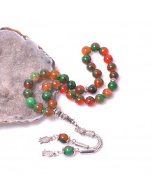 Green Variegated Jade Stone Rosary - 8 mm